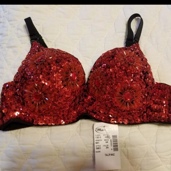 Red Beaded 32 A/B Bra, NWT - Picture 1 of 1